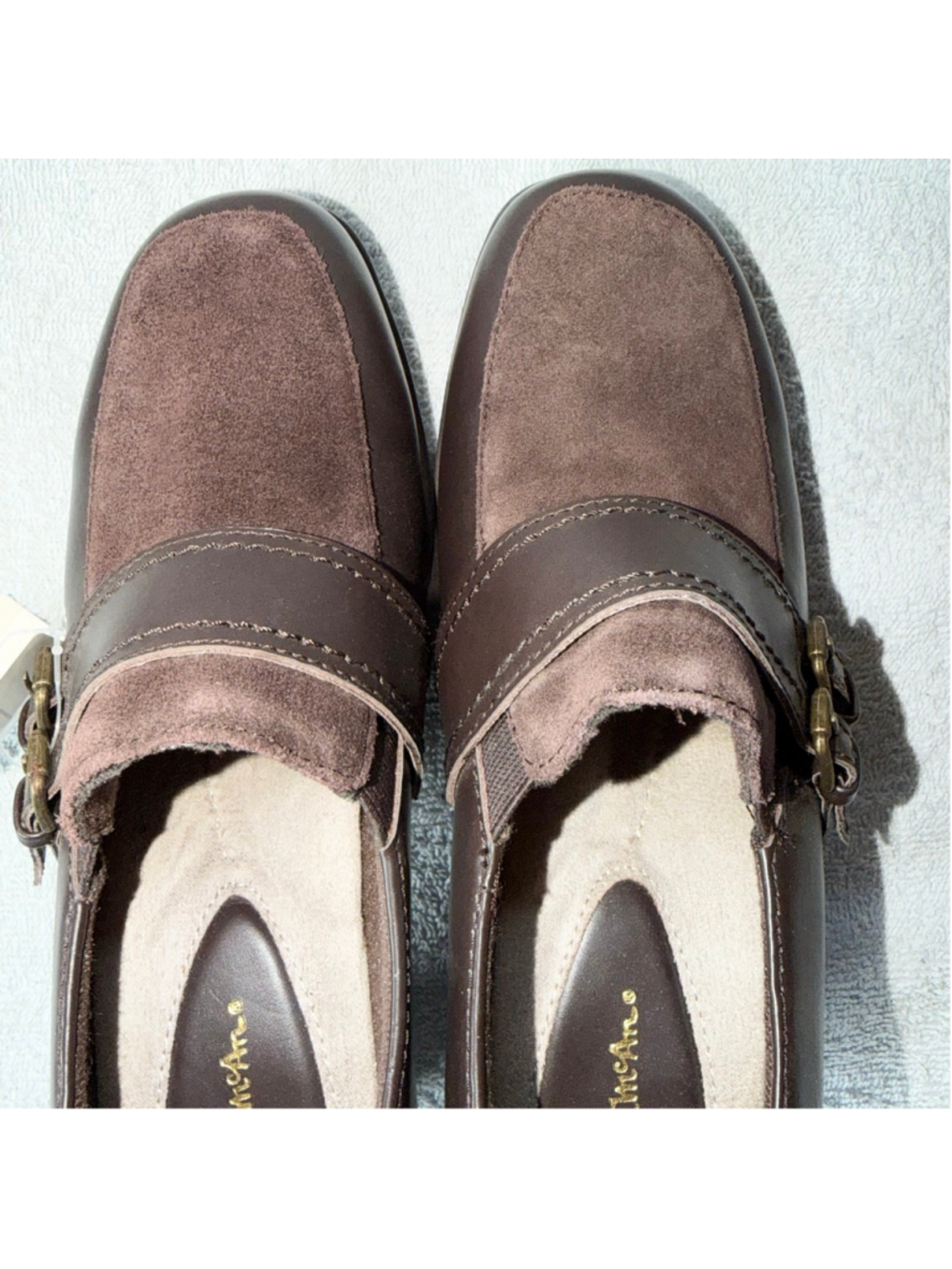 NOS Vintage Women’s Size 8W Thom McAn Leather Heel Clogs/Mules Brown Dress Shoes - Picture 7 of 10